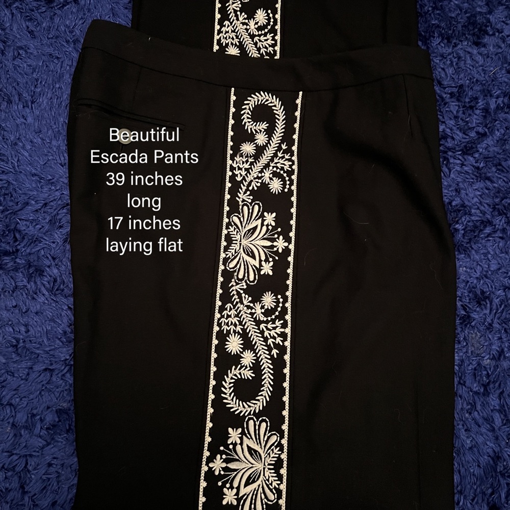 COPY - Escada woman’s trousers with embroidered detail on side.